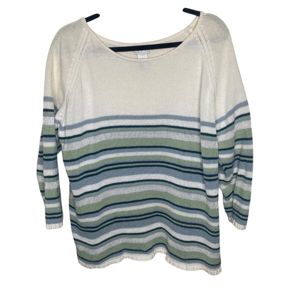 Cricket Lane Collection Striped Knit Sweater Womens XL Cotton Blend Fall Casual - Picture 1 of 7